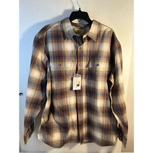 Bob Timberlake xl Flannel Shirt Ginger Plaid rn#74747 Browns New